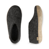 Shoe with leather sole - Charcoal