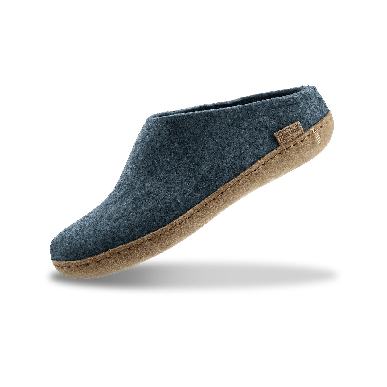 Glerups Wool Boot Slippers EU 46 US 12-13 Men Blue Felt Ankle Slippers Boot_with_leather_sole-  main image 2