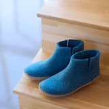 Boot with leather sole - Petrol