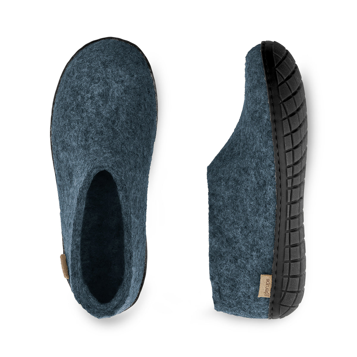 Shoe with natural rubber sole - black - Denim