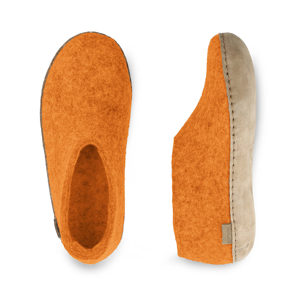 Shoe with leather sole - Orange