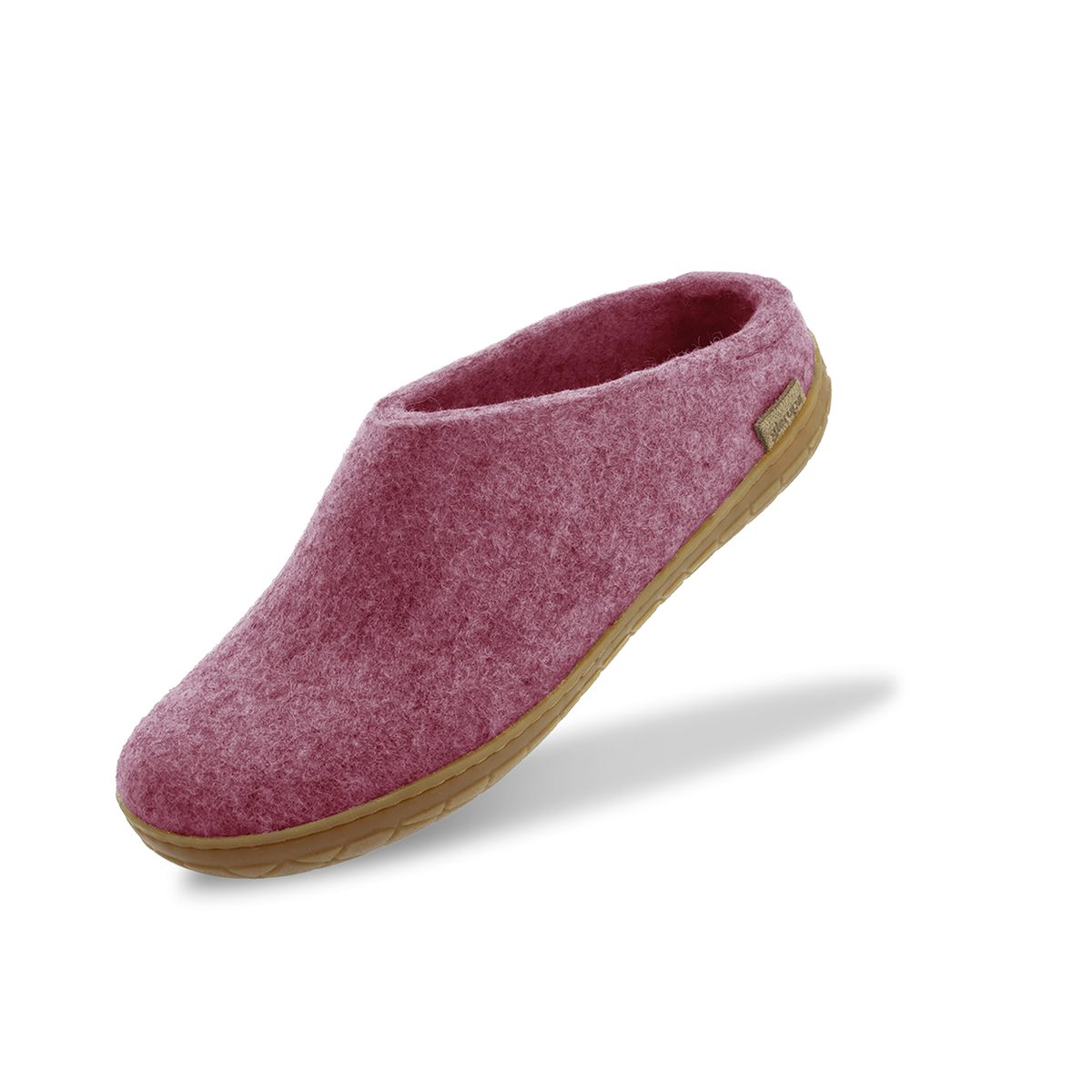blossom red slipper with brown sole on a white background