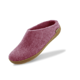 blossom red slipper with brown sole on a white background