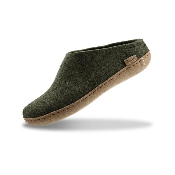 Men\'s Dark Green Wool Slip-On Loafers shoes size 43 10 glerups Shoe with natural rubber sole - black - Forest – glerups.com main image 2