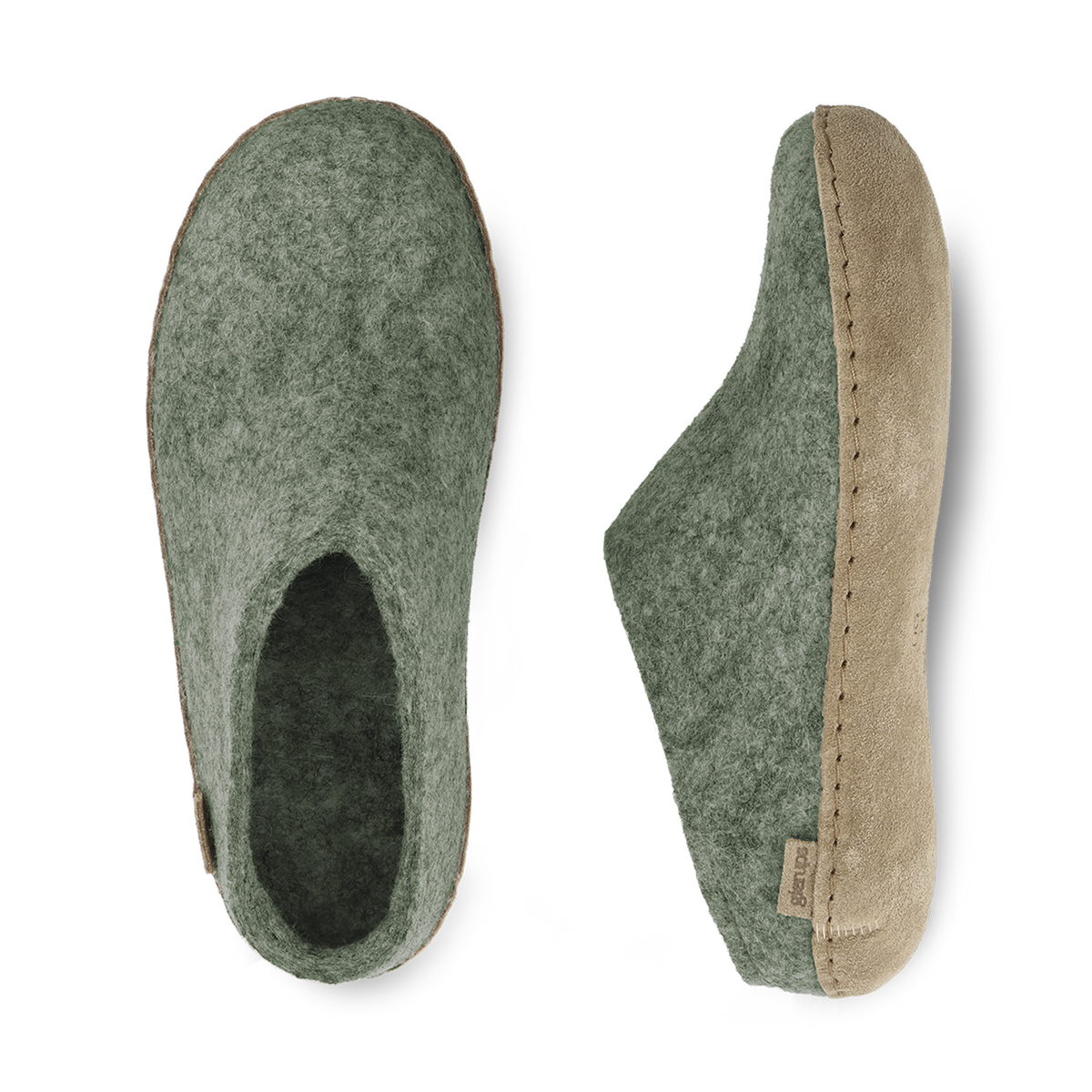 Slip-on with leather sole - Moss