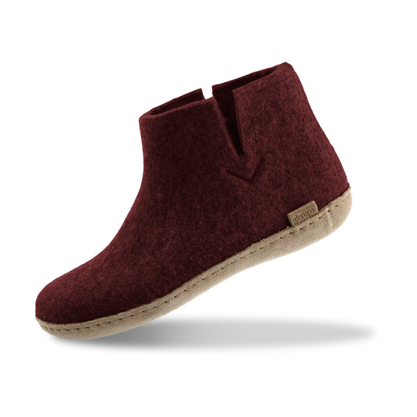 Boot with leather sole - Beet