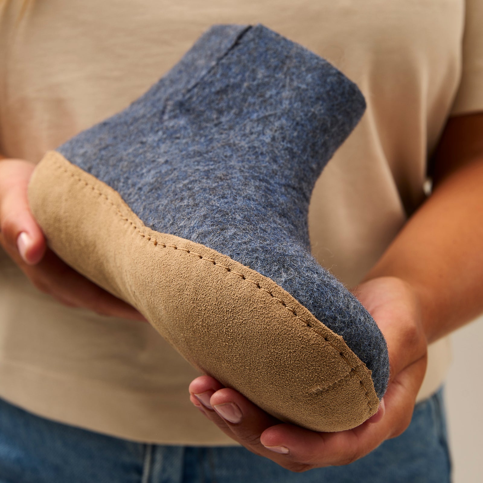 Boot with leather sole Denim glerups