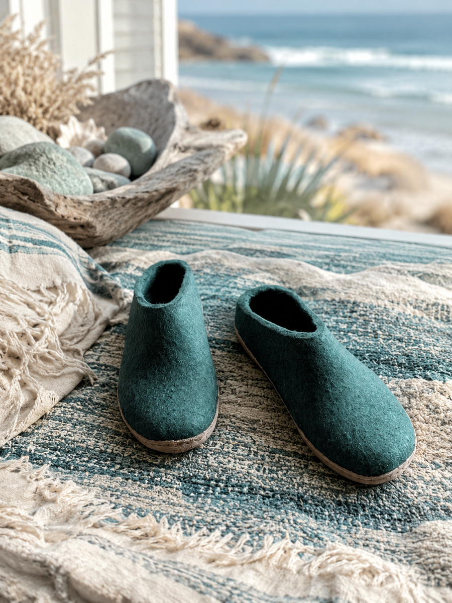 Slip-on with leather sole - Ocean Teal