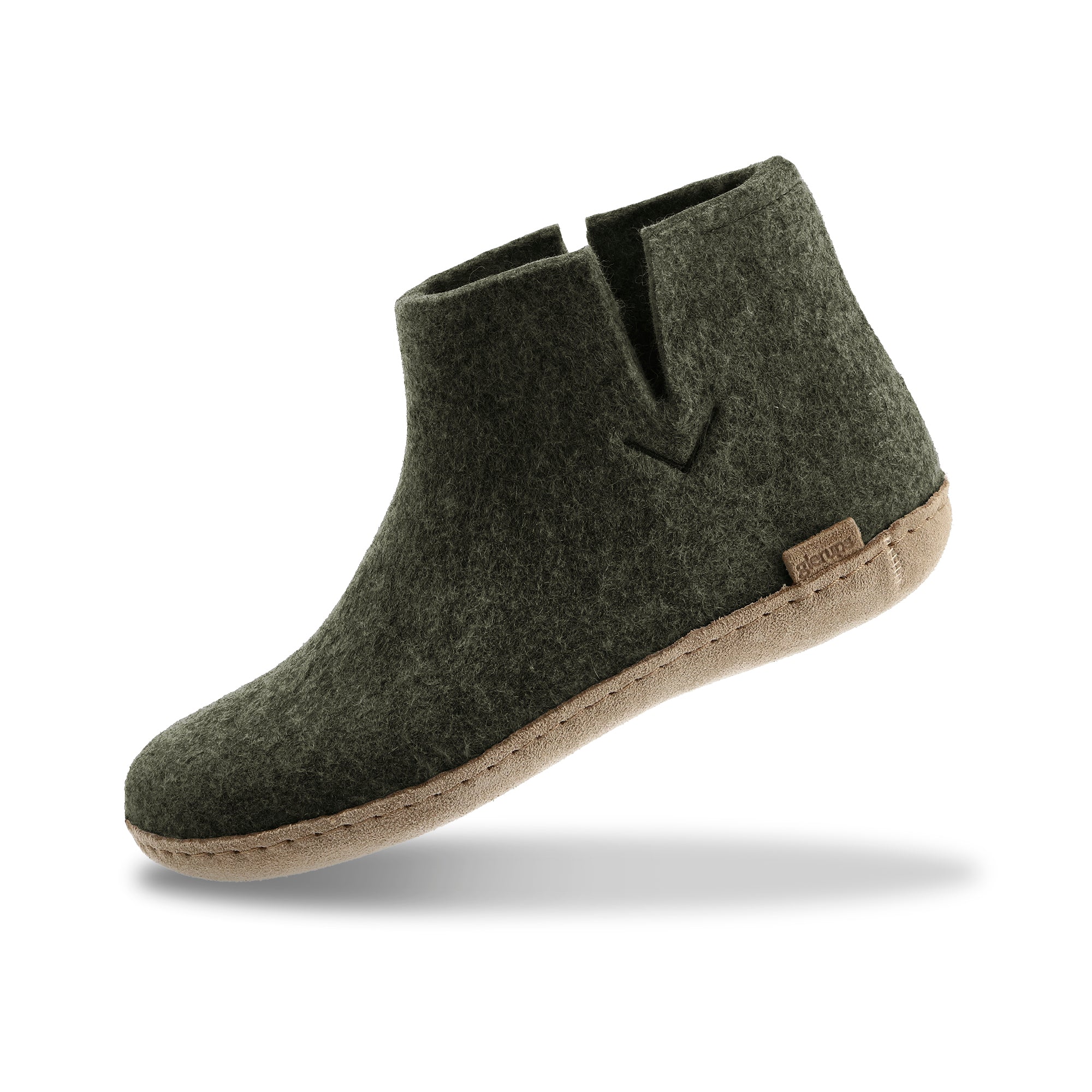 Glerups forest wool boot slipper with leather sole