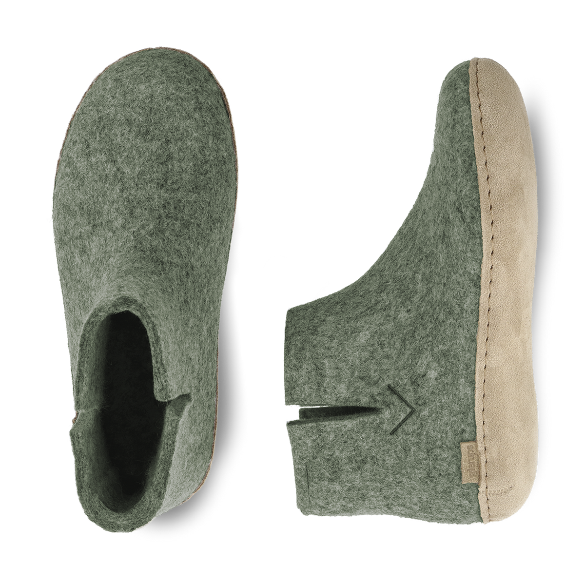 Boot with leather sole - Moss