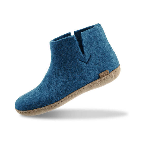 Boot with leather sole - Petrol