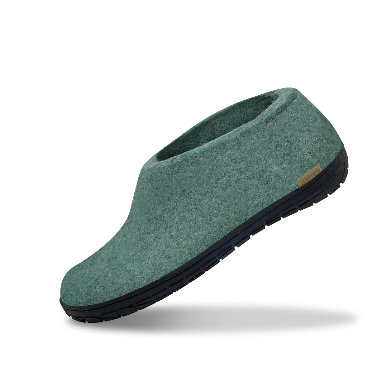 Glerups Unisex Wool Slippers - Forest Color With Natural Rubber Sole, Perfect For Indoor & Light Outdoor Wear