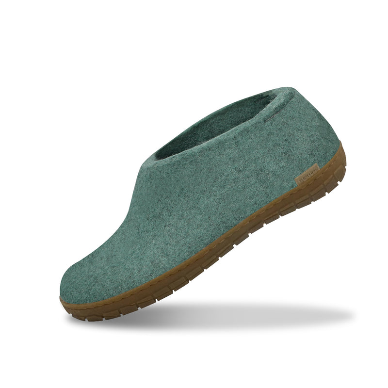 Glerups Unisex Wool Slippers With Honey Rubber Sole - Charcoal Felt Slippers For Indoor & Light Outdoor Wear