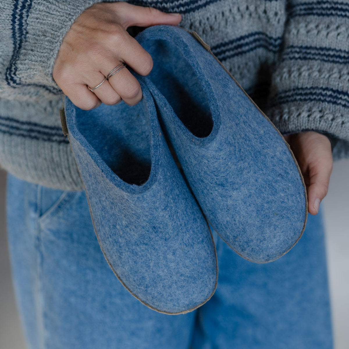 Slip-on with leather sole - Sky