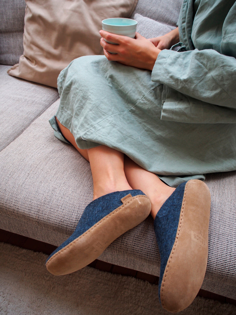 Leather sole slipper shop