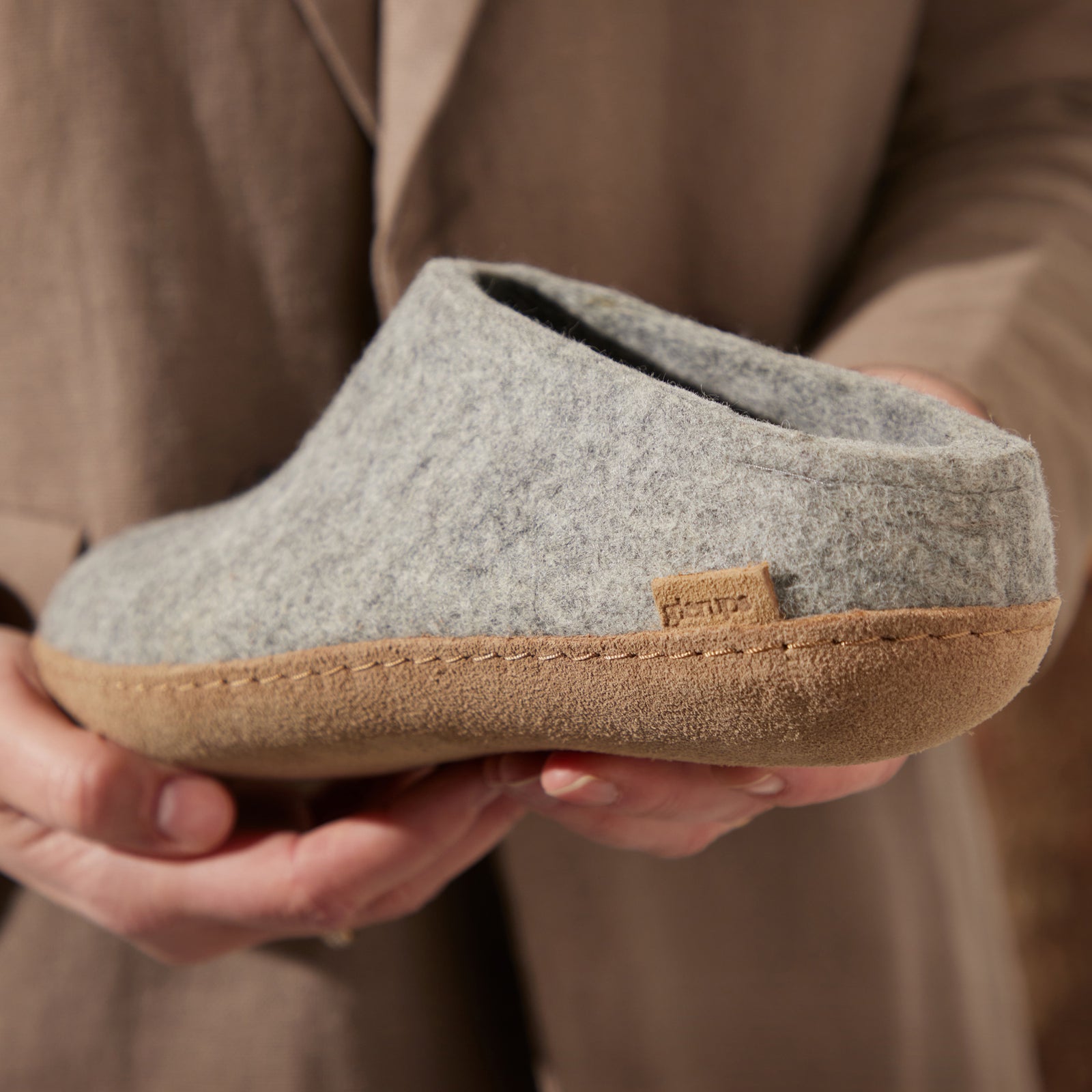 Wool slippers rubber sole sales