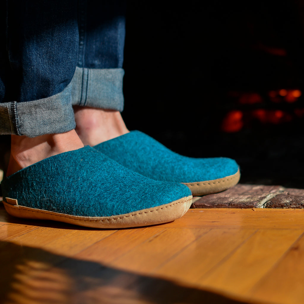 Slip on with leather sole Petrol glerups