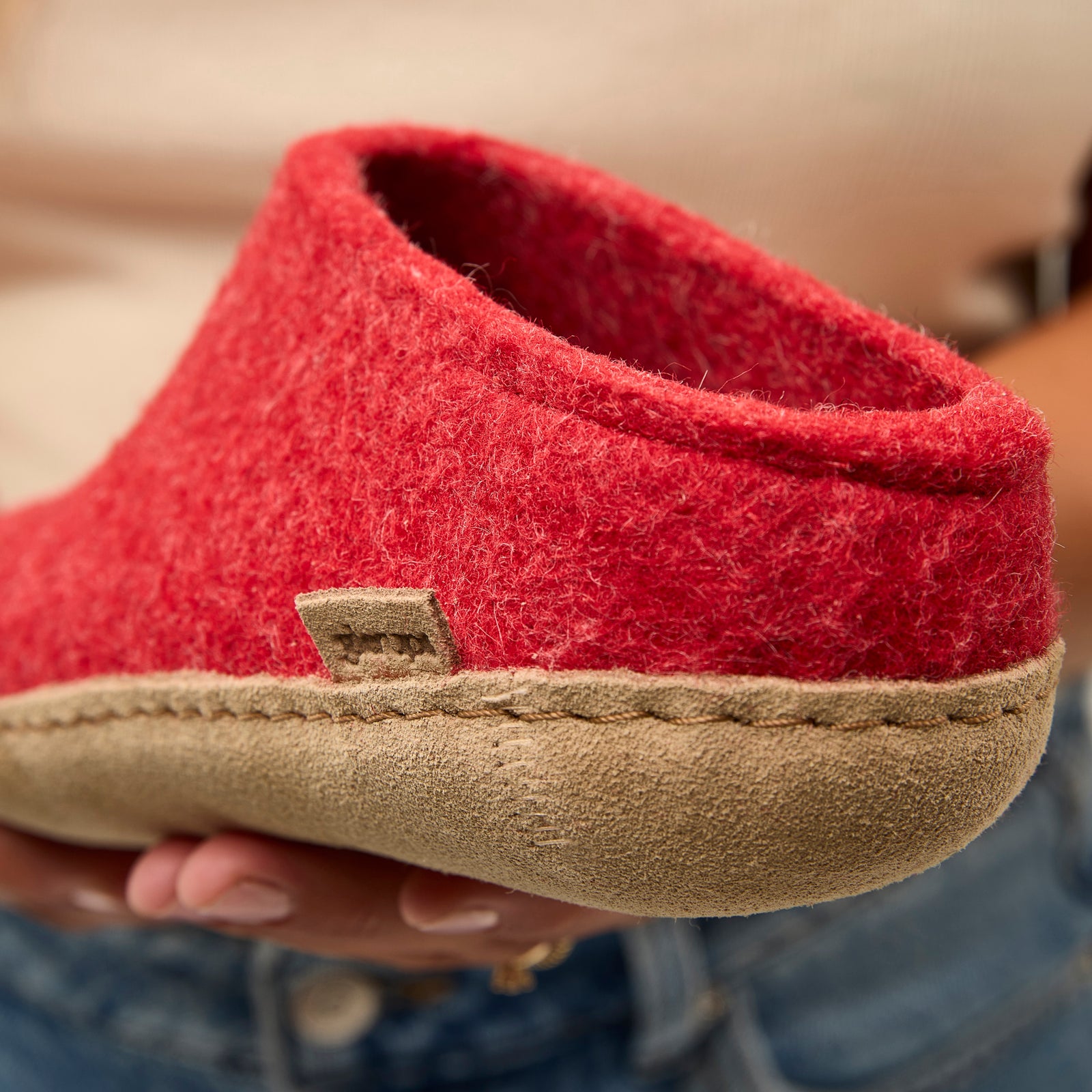 Slip-on with leather sole Red – - Main Image