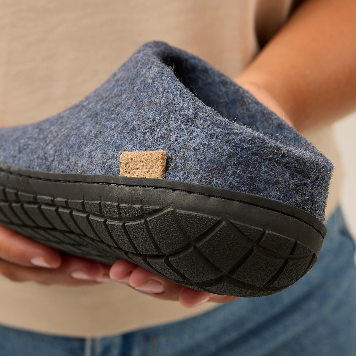 glerups Slip-on with natural rubber sole - black Slip-on with rubber sole Denim