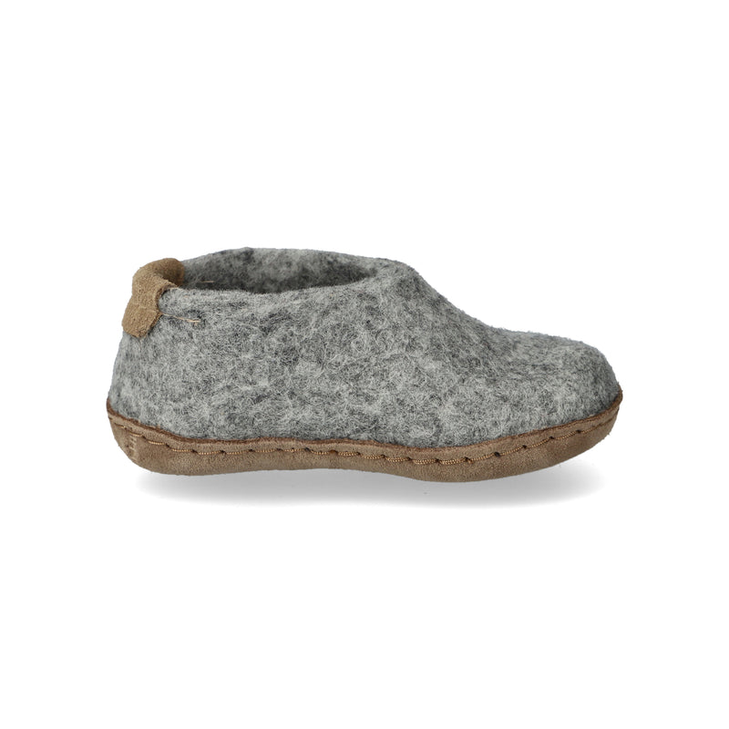 glerups Shoe kids Shoe with leather sole Grey