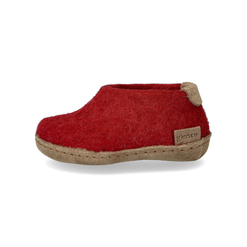 glerups Shoe kids Shoe with leather sole Red