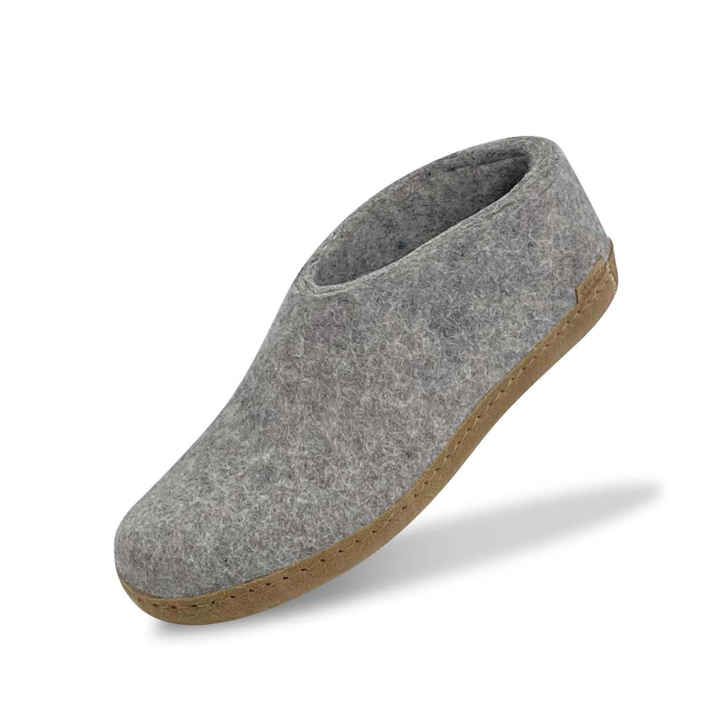 Mens leather slippers top with rubber soles